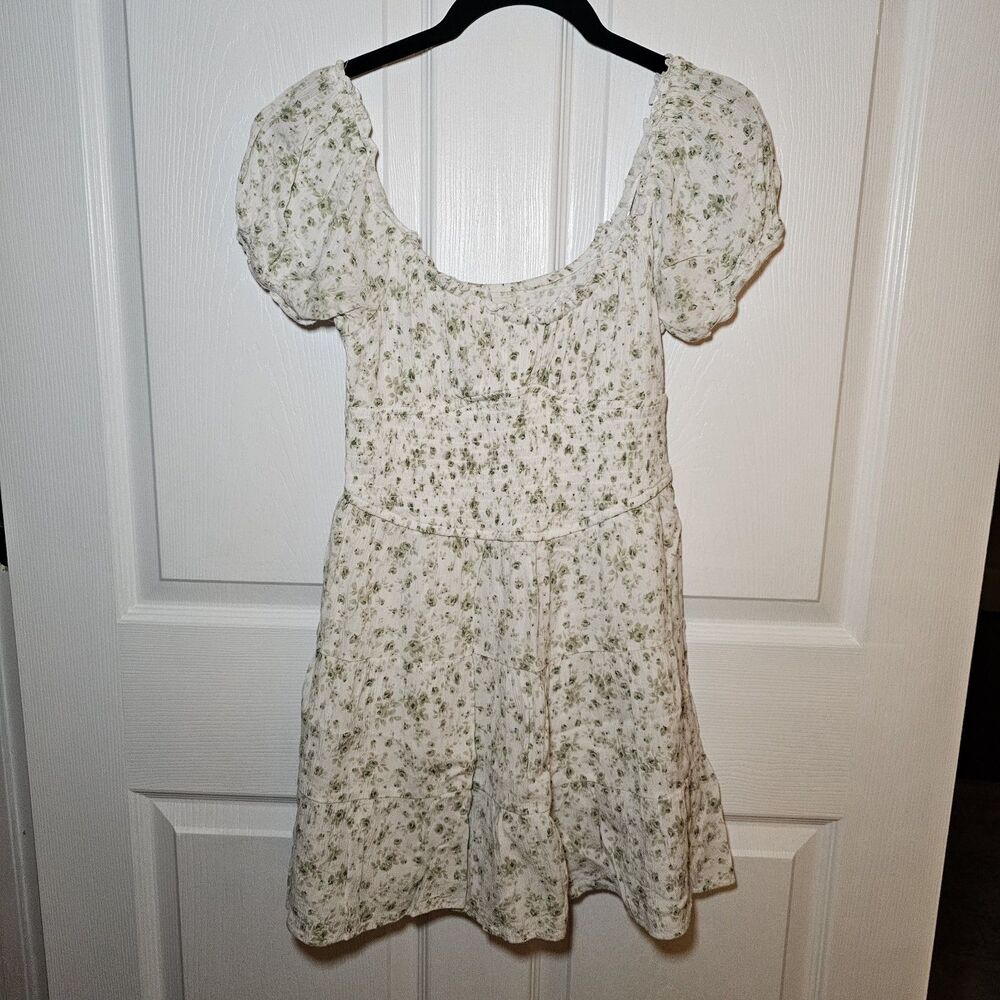 Aeropostale Floral Print Scoop-Neck Smocked Dress Medium Prairie Cottagecore